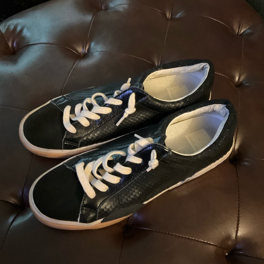 (Lori) Dolce Vita Black and White Textured Sneakers